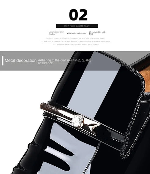 Men Patent Leather Casual Loafers Slip On Shoes for Business and Party